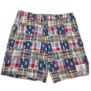 Disney Cruise Line Shorts Mens 42 Multicolor Patchwork Plaid Mickey Mouse Cotton